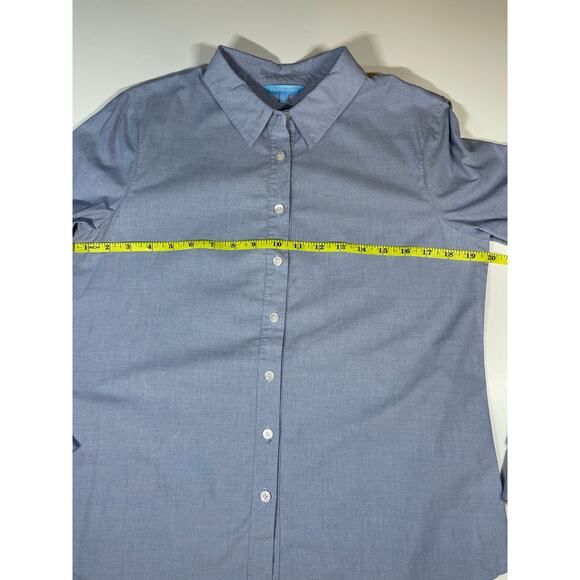 Draper James Blue Button Down Shirt Sz 6 Stretch Cotton Long Sleeve Classic Top - Picture 4 of 10